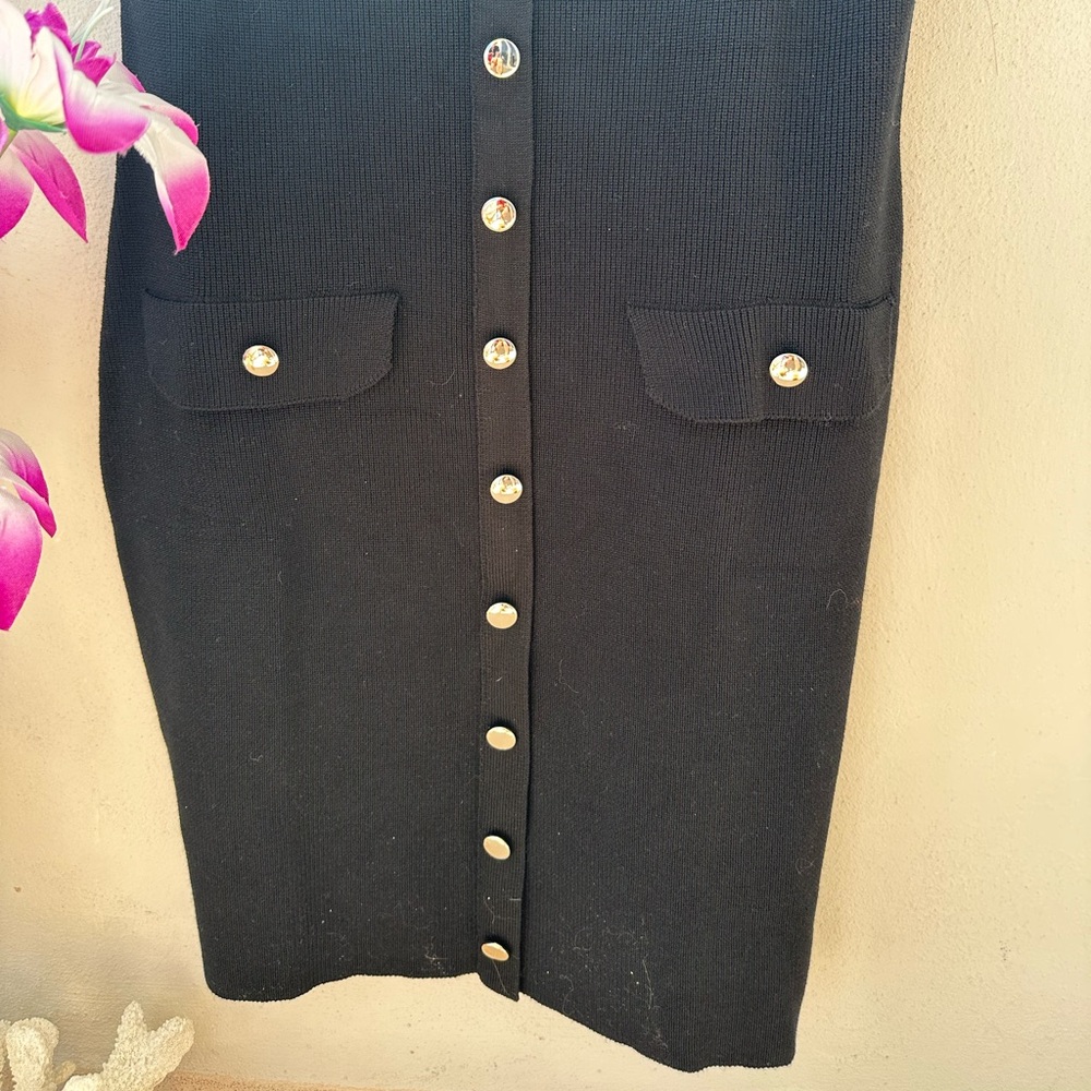 BTFBM Black Sleeveless Button-Front
Dress with Silver Buttons - Picture 4 of 6